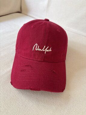 New York Embroidered Red Baseball Cap